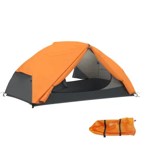 2-Person Camping Tent with 2 Vestibules, 2 Doors, 2 Windows and Transport Bag, 2.8x2.25x1.1 cm, Orange
