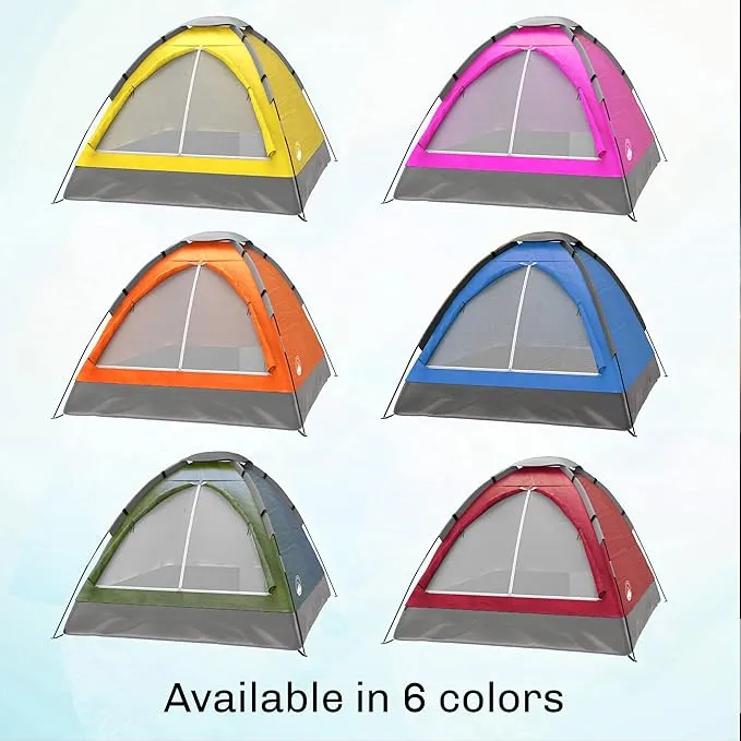 2 Person Tent – Rain Fly & Carrying Bag – Lightweight Dome Tents for Kids or Adults – Camping, Backpacking, and Hiking Gear by Wakeman Outdoors (Blue)
