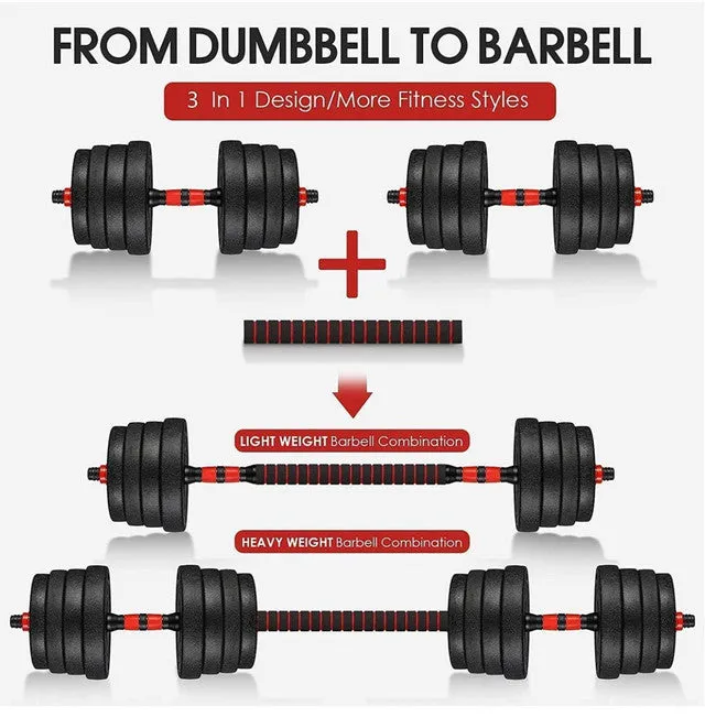 20Kg Adjustable Rubber Dumbbell Weight Set