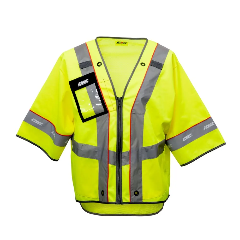 212 Performance VSTPREM-8812 Premium Multi-Purpose Hi-Viz Safety Vest with Windowed Badge Pocket, 2X-Large Yellow;Reflective Gray
