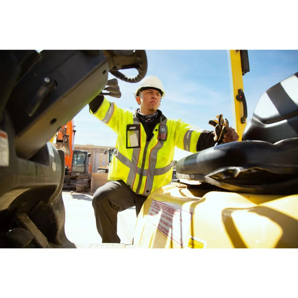 212 Performance VSTPREM-8812 Premium Multi-Purpose Hi-Viz Safety Vest with Windowed Badge Pocket, 2X-Large Yellow;Reflective Gray