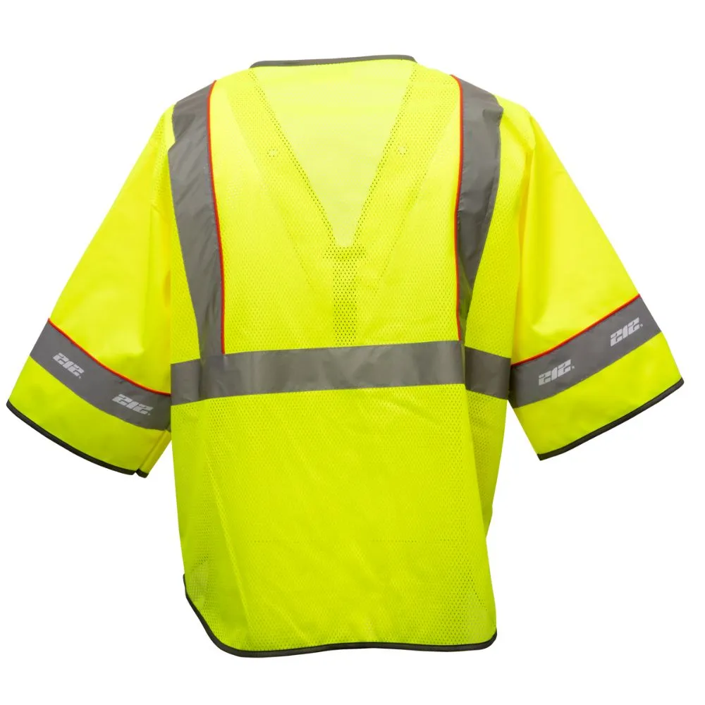 212 Performance VSTPREM-8812 Premium Multi-Purpose Hi-Viz Safety Vest with Windowed Badge Pocket, 2X-Large Yellow;Reflective Gray