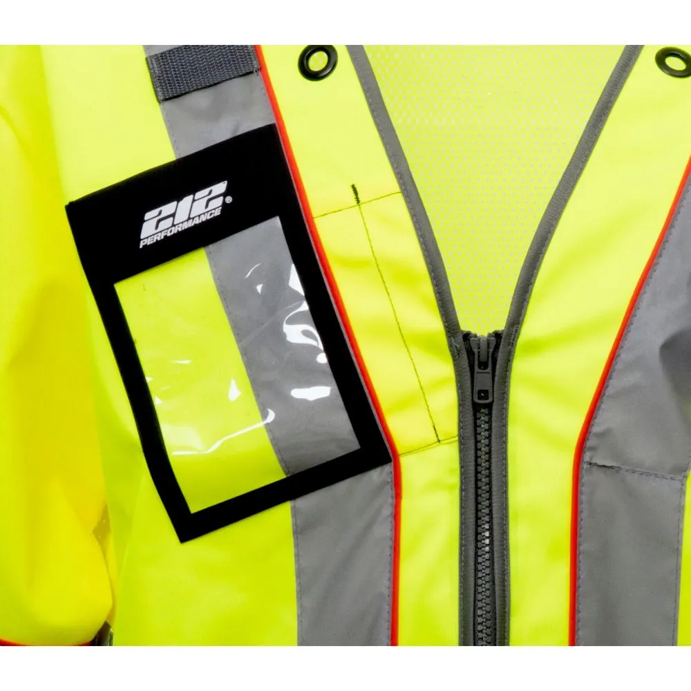 212 Performance VSTPREM-8812 Premium Multi-Purpose Hi-Viz Safety Vest with Windowed Badge Pocket, 2X-Large Yellow;Reflective Gray