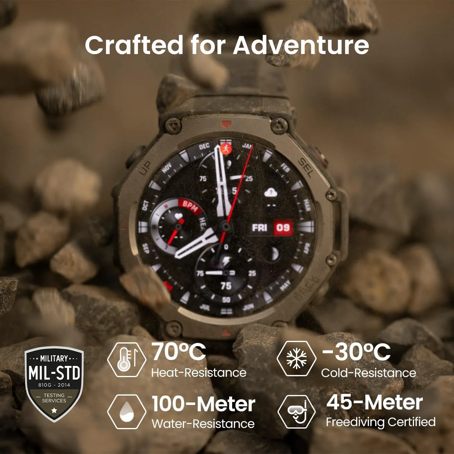 Amazfit T-Rex 3 Outdoor Smartwatch - 48mm AMOLED, GPS, 27-Day Battery, NFC, 170 Sports Modes, 45m Waterproof