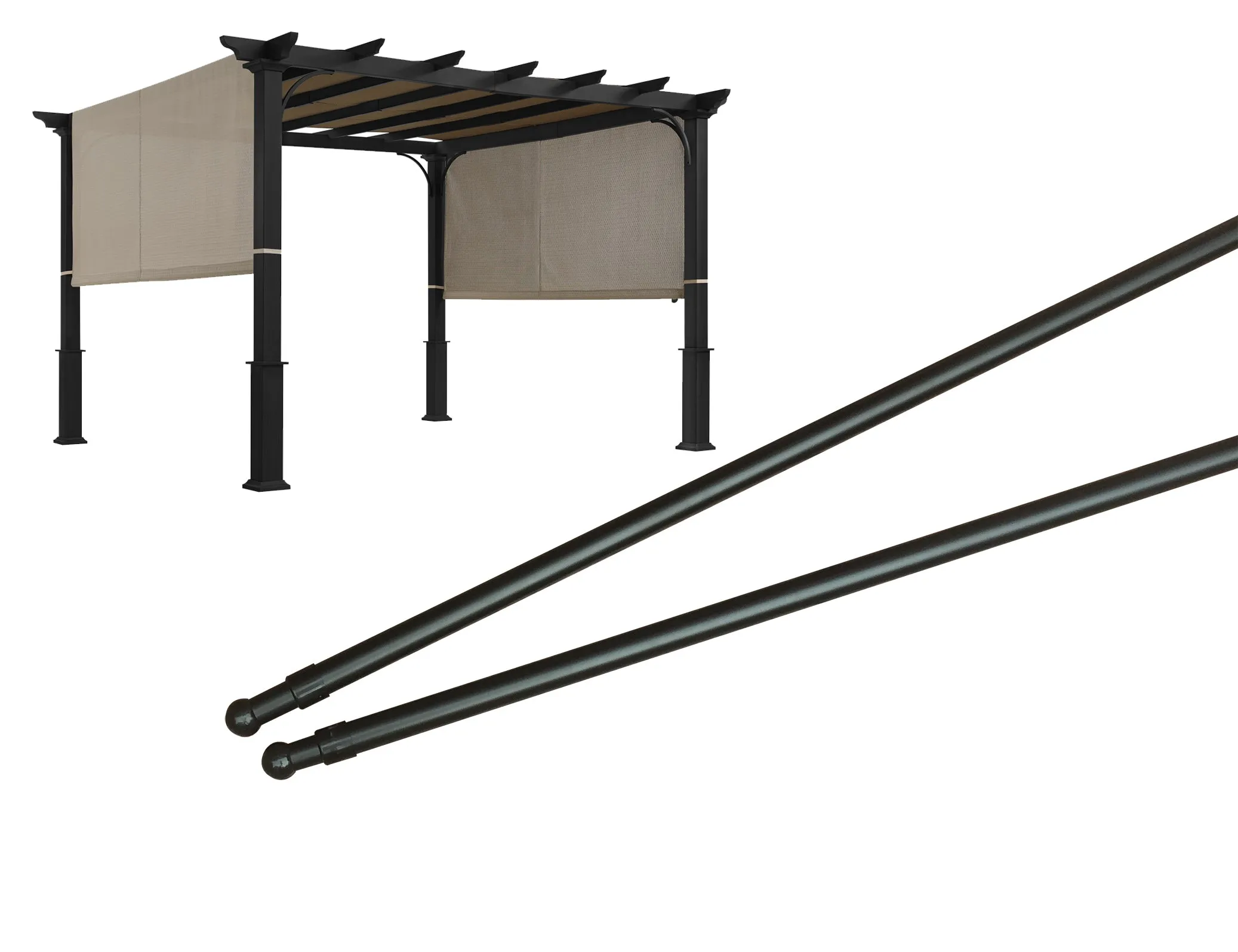APEX GARDEN Length Adjustable Weight Rods/Pull Tubes for Pergola Canopy (2 Rods Included, from 77 inches to 132 inches)