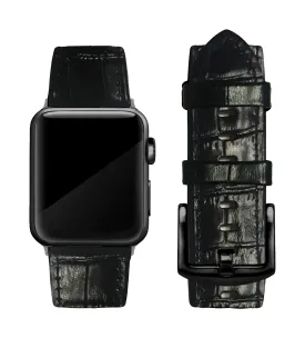 Black Alligator Print Strap / Black Buckle - 38mm, 40mm, 42mm, 44mm
