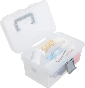Clear Gray Multipurpose First Aid, Arts & Craft Supply Case, Storage Container Box with Removable Tray