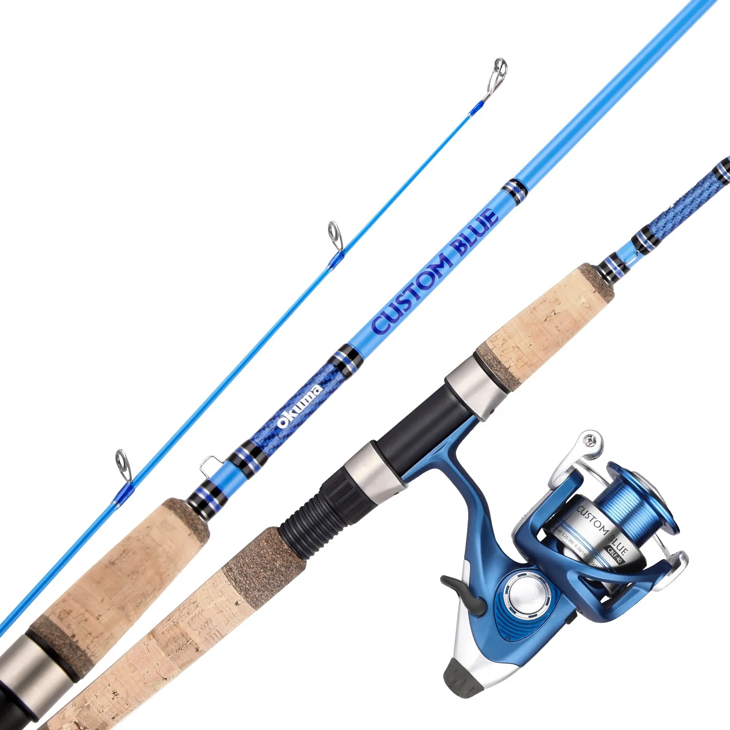 Custom Blue Spinning, Baitfeeder and Baitcast Combos