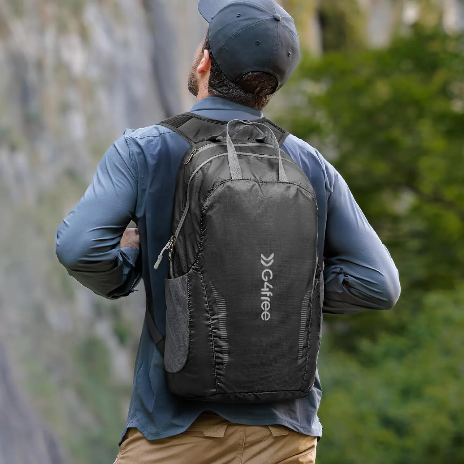 G4Free 25L Lightweight Hiking Backpack Packable Foldable Sport Travel Daypack Water Resistant for Women Men（Black）