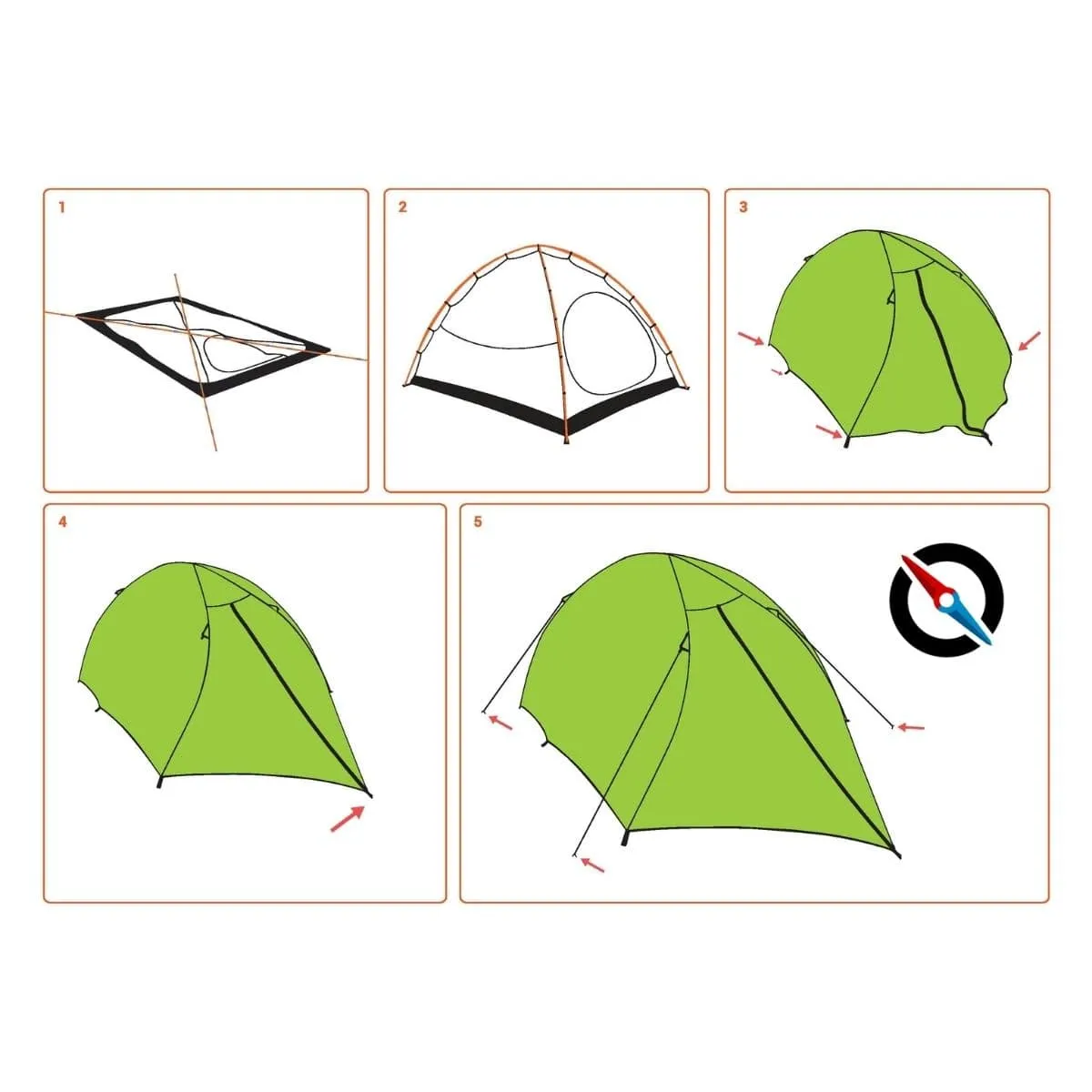 Gecko 2-Person Camping Tent (Fibreglass Poles)
