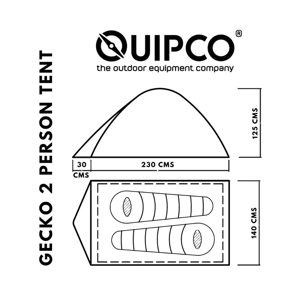 Gecko 2-Person Camping Tent (Fibreglass Poles)