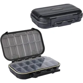 Goture Small Tackle Box, Black Waterproof 2 Sided Adjustable Fishing Lure Tackle Boxes