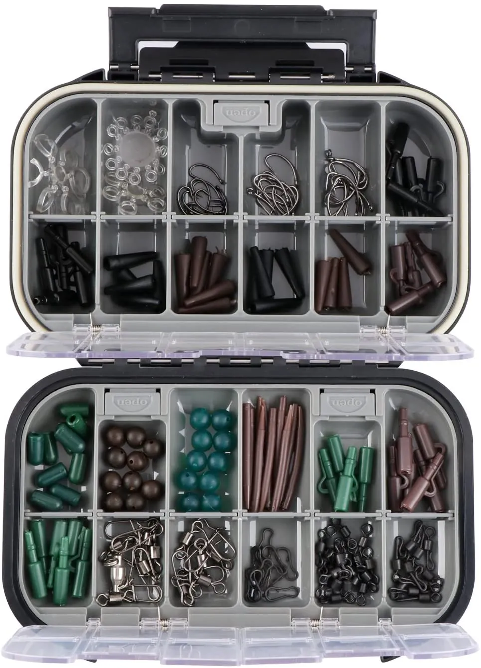 Goture Small Tackle Box, Black Waterproof 2 Sided Adjustable Fishing Lure Tackle Boxes