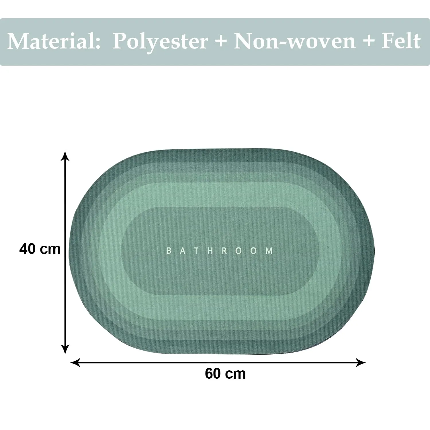 Kuber Industries Oval Bathroom Mat | Soft Anti Skid Bath Mat | Non Woven Floor Mat for Home | Non-Slip Mat for Shower-Bathtub | HY083 | Green