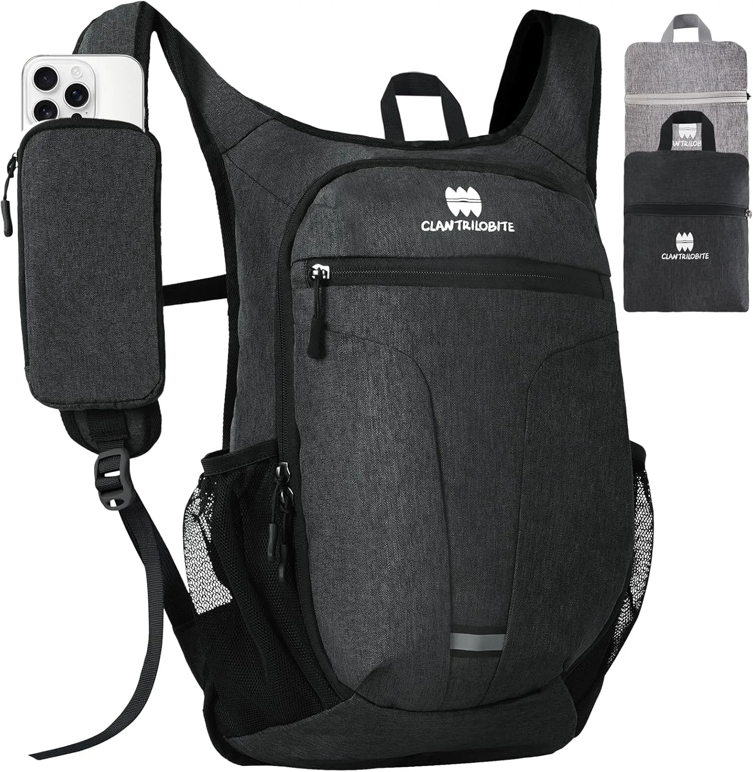 Lightweight Packable Backpack for Women Men - 20L Small Waterproof Foldable Daypack for Travel, Hiking, and Daily Use, Adjustable Chest Strap Multiple Pockets, Black