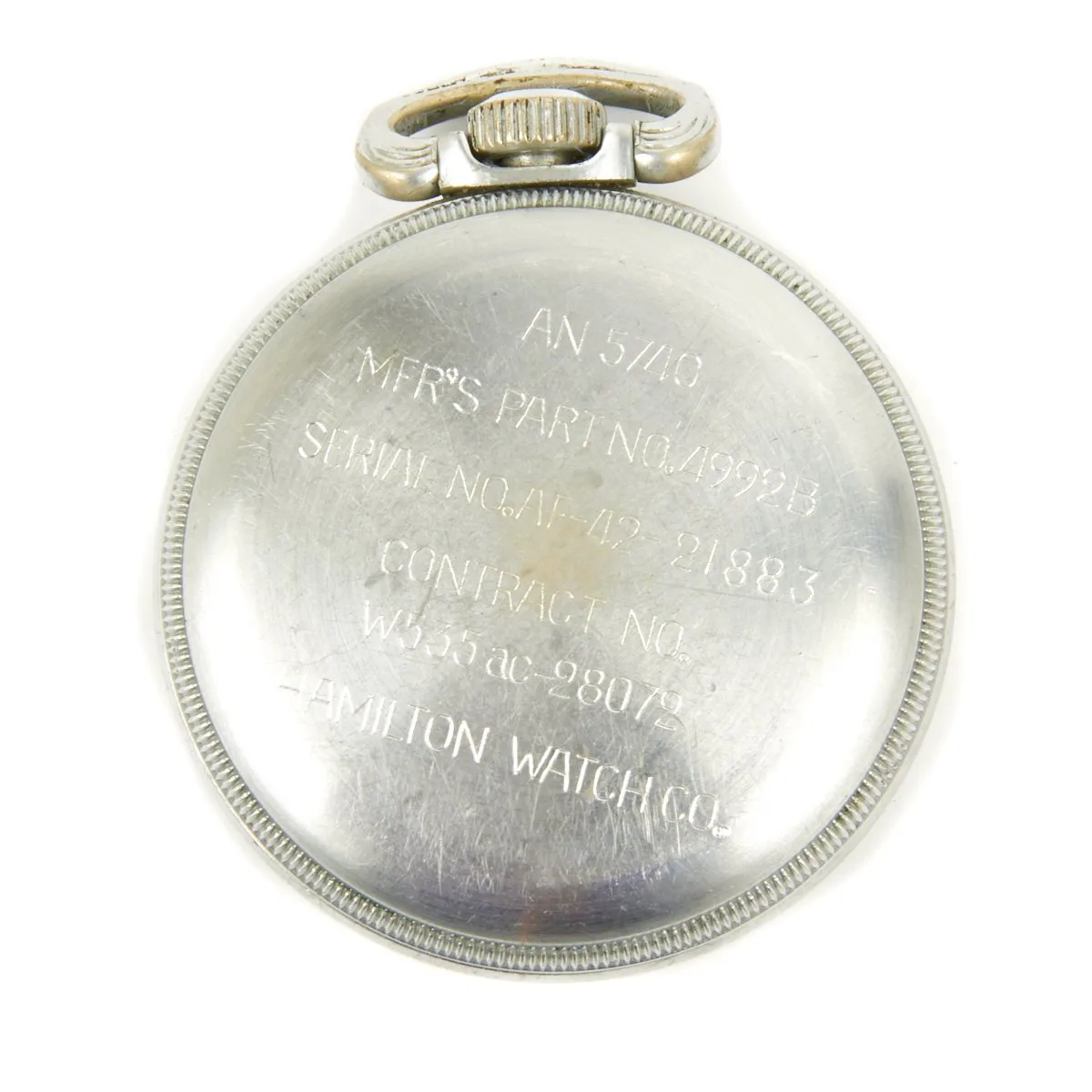 Original WWII USAAF 1942 Hamilton AN5740 G.C.T Navigator Pocket Watch with Steel Case