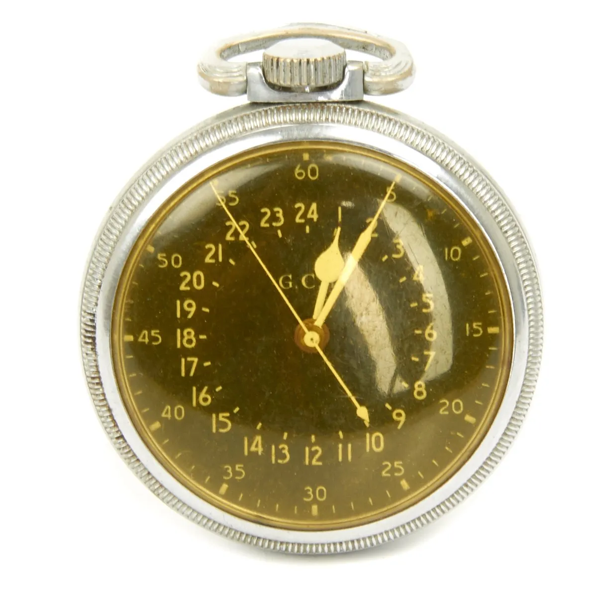 Original WWII USAAF 1942 Hamilton AN5740 G.C.T Navigator Pocket Watch with Steel Case