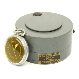 Original WWII USAAF 1942 Hamilton AN5740 G.C.T Navigator Pocket Watch with Steel Case