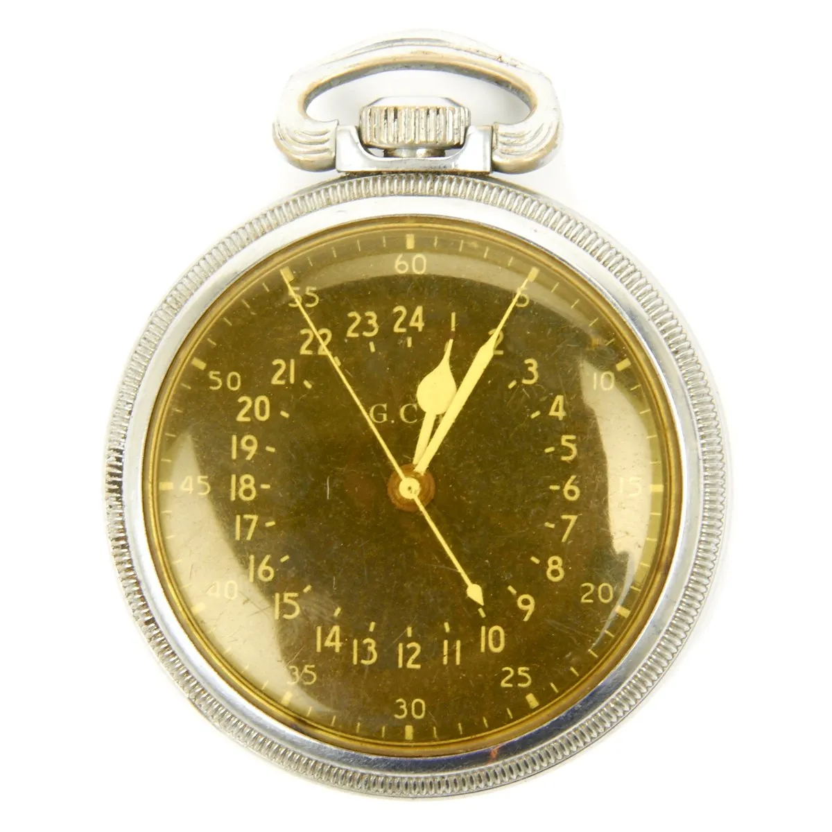 Original WWII USAAF 1942 Hamilton AN5740 G.C.T Navigator Pocket Watch with Steel Case