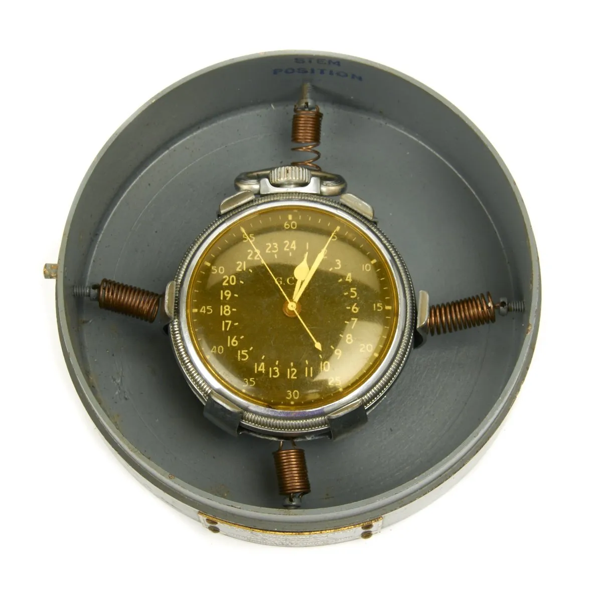 Original WWII USAAF 1942 Hamilton AN5740 G.C.T Navigator Pocket Watch with Steel Case