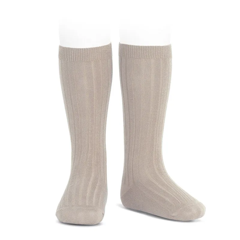 Stone Ribbed Knee High Spanish Socks