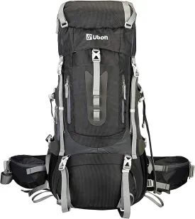 Ubon 60L Internal Frame Hiking Backpack Waterproof Camping Backpack with Rain Cover